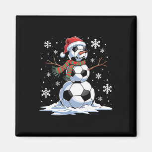 Soccer Snowman Soccer Player Santa Hat Christmas F Magnet