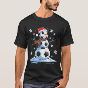 Soccer Snowman Soccer Player Santa Hat Christmas F T-Shirt
