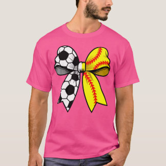 Soccer Softball Coquette Bow Funny Soccer Softball T-Shirt