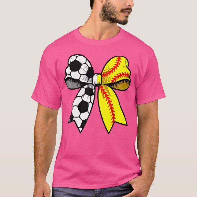 Soccer Softball Coquette Bow Funny Soccer Softball T-Shirt (Front)