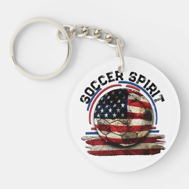 Soccer Spirit USA, American Patriotism Vintage Key Ring (Front)