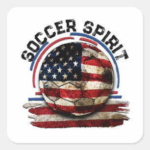 Soccer Spirit USA, High School Soccer Ball Flag Square Sticker