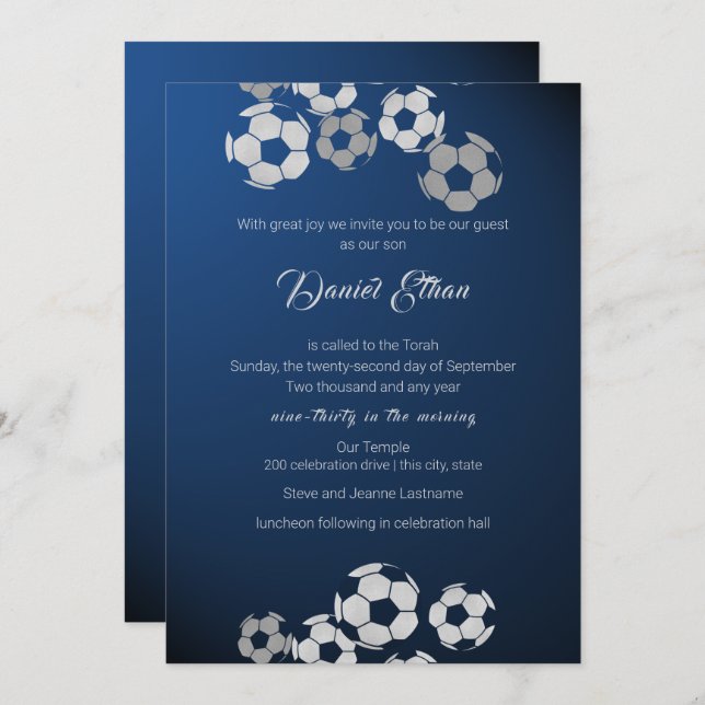 Soccer Sport Bar Mitzvah Invitation (Front/Back)