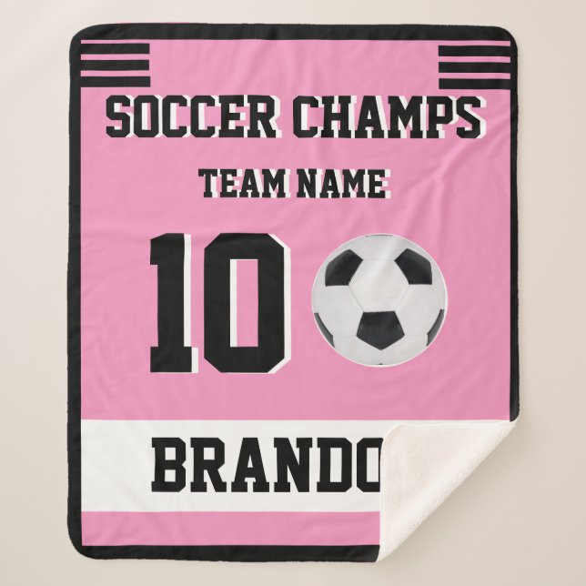 Soccer SPORT Blanket pink personalised player gol (Front)