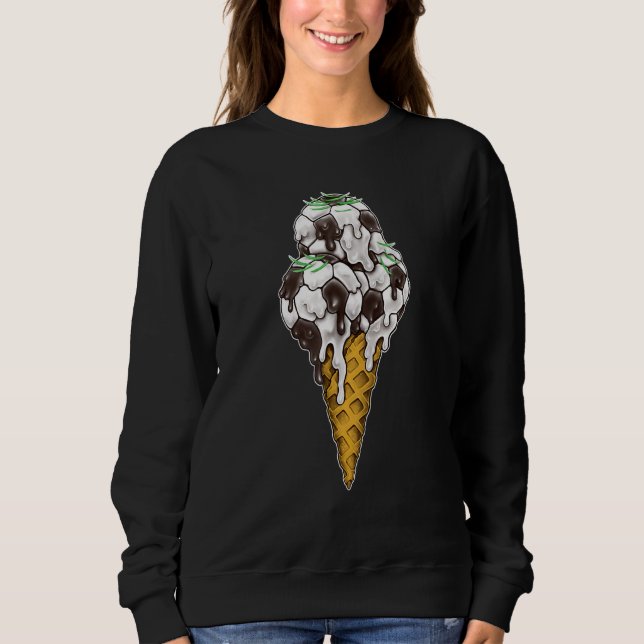 Soccer Sport Ice Cream Cone Melting Soccer Ball Sweatshirt (Front)