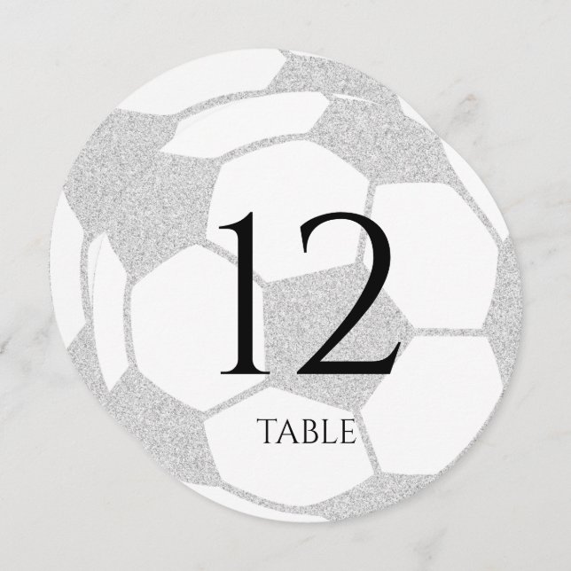Soccer Sport Silver Table Number (Front/Back)