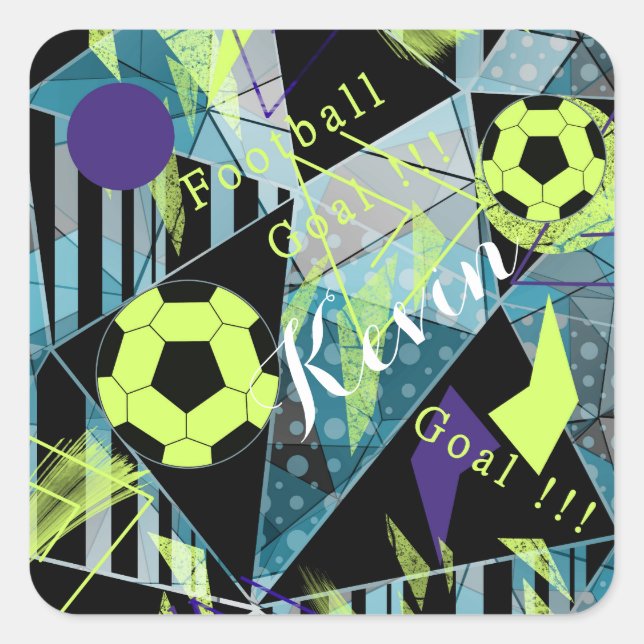 soccer sports ball game square sticker (Front)
