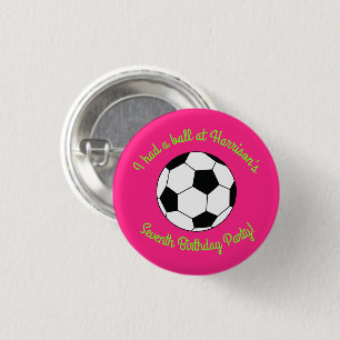 Soccer Sports Birthday Party Pink 3 Cm Round Badge