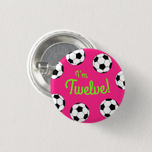 Soccer Sports Birthday Party Pink 3 Cm Round Badge