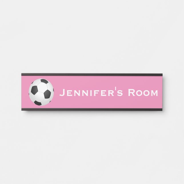 Soccer Sports Girl's Room Door Sign Name (Front)