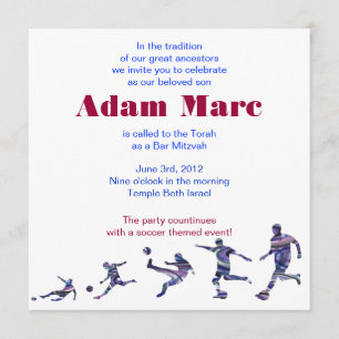 Soccer Sports Invitation Bar Mitzvah Jewish red