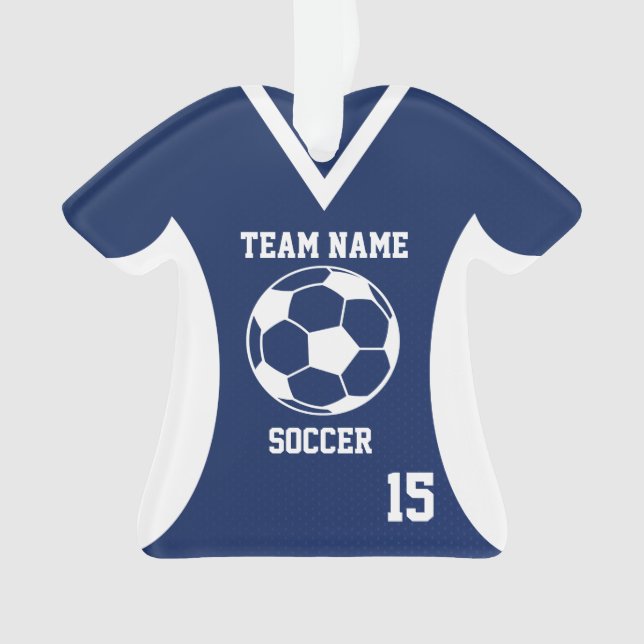 Soccer Sports Jersey Blue with Photo Ornament (Front)