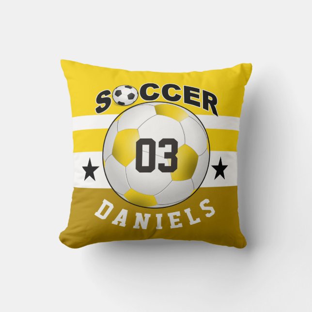 Soccer Sports Jersey Custom Name Number | yellow Cushion (Front)