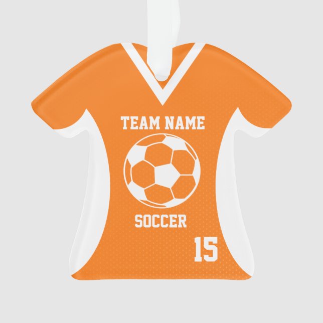 Soccer Sports Jersey Orange with Photo Ornament (Front)