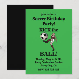 Soccer Sports Player Coach Birthday Party Invitation