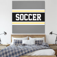 SOCCER Sporty Grey Black White Yellow Stripes