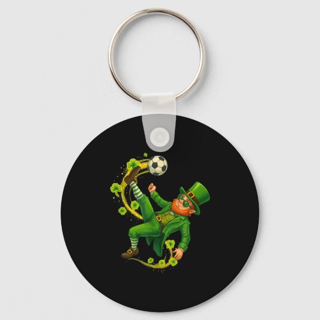 Soccer st patricks day leprechaun saint patricks key ring (Front)