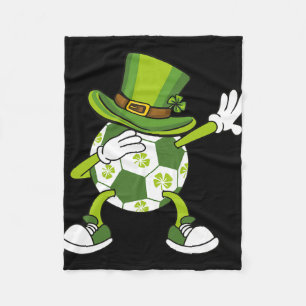 Soccer St Patricks Day Soccer Boy Dabbing Leprecha Fleece Blanket
