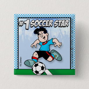 Soccer Star 15 Cm Square Badge