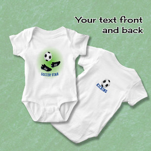 Soccer star add name and double-sided text baby bodysuit