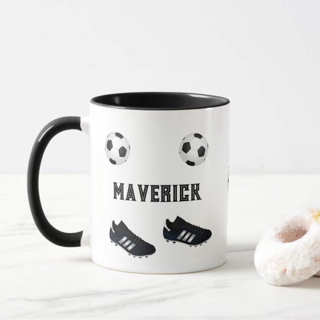 Soccer star add name text mug (With Donut)