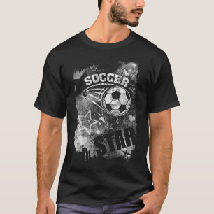 Soccer Star, Black Grunge Soccer T-Shirt