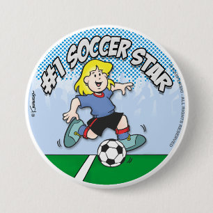 Soccer Star Girl 7.5 Cm Round Badge