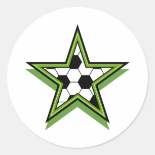 soccer star green classic round sticker