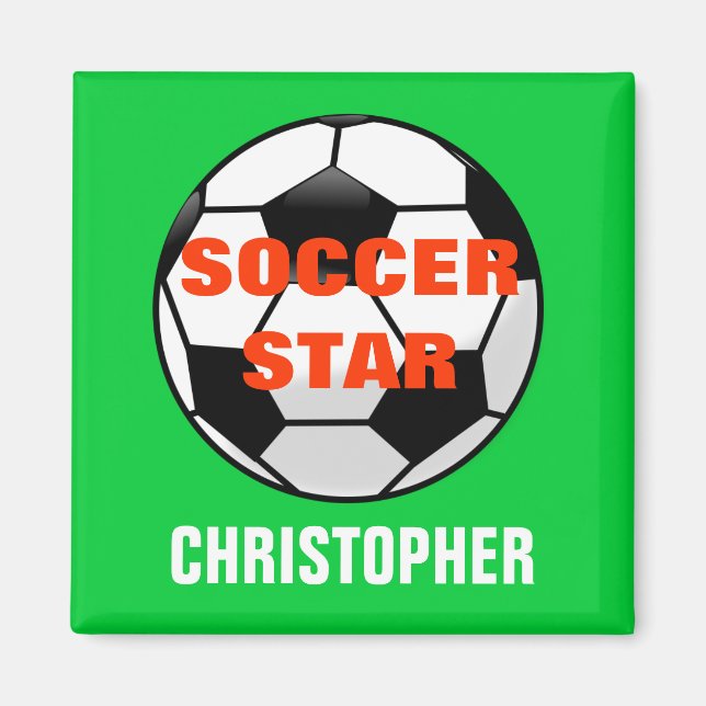 Soccer Star Personalised Magnet (Front)