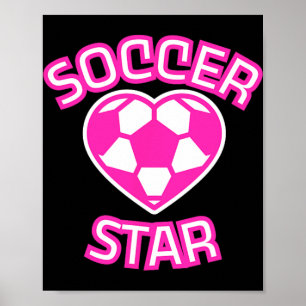 Soccer Star, Pink Girls Soccer, Soccer Poster