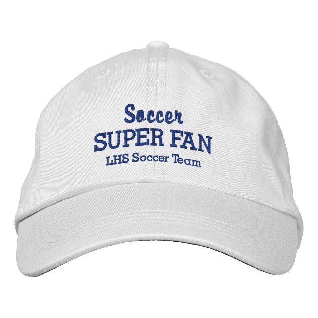 Soccer Super Fan Custom High School Sports Team Embroidered Hat (Front)
