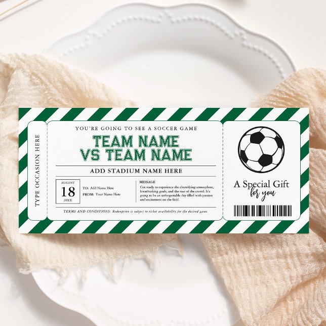 Soccer Surprise Gift Game Ticket Certificate Invitation (Creator Uploaded)
