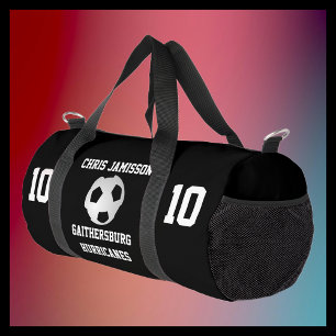 Soccer Team, Coach or Player Black Personalised Duffle Bag