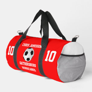 Soccer Team, Coach or Player Red Personalised Duffle Bag