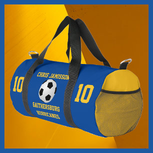 Soccer Team, Coach, Player Blue Gold Personalise Duffle Bag