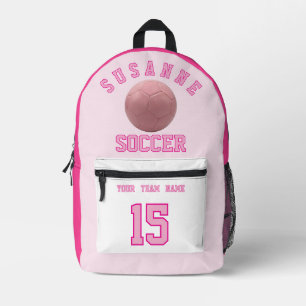 SOCCER Team Name Custom Sports Rose pink Printed Backpack