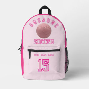 SOCCER Team Name Custom Sports Rose pink Printed Backpack