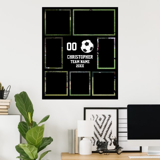 Soccer Team Name Photo Collage  Poster (Home Office)