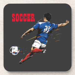 Soccer Team Player Hard plastic coaster