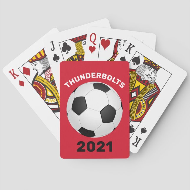 Soccer Team Red Personalised Playing Cards (Back)