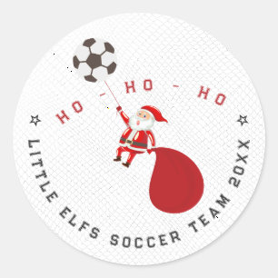 Soccer Team Santa Christmas Classic Round Sticker