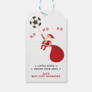 Soccer Team Santa Christmas Nice Naughty List Gift Tags