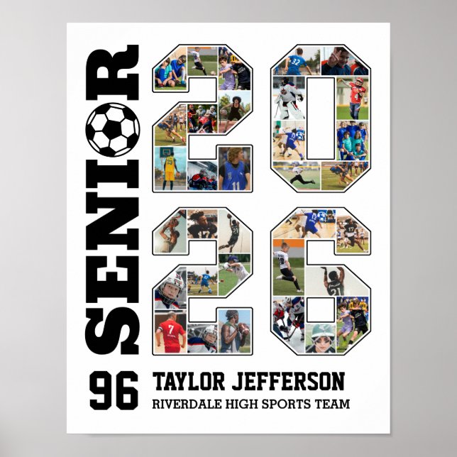 Soccer Team Senior 2026 Sports Photo Collage Poster (Front)