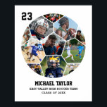 Soccer Team Senior Graduation Sports Photo Collage Poster<br><div class="desc">Celebrate soccer senior night and graduation with this personalised soccer ball photo collage poster. This customisable gift is perfect for athlete, football player, coach and team captain. It's a great way to display precious memories and achievement from football games and tournament. The poster features a collage of photos capturing those...</div>