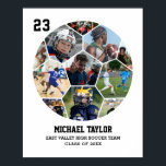Soccer Team Senior Graduation Sports Photo Collage Poster<br><div class="desc">Celebrate soccer senior night and graduation with this personalised soccer ball photo collage poster. This customisable gift is perfect for athlete, football player, coach and team captain. It's a great way to display precious memories and achievement from football games and tournament. The poster features a collage of photos capturing those...</div>
