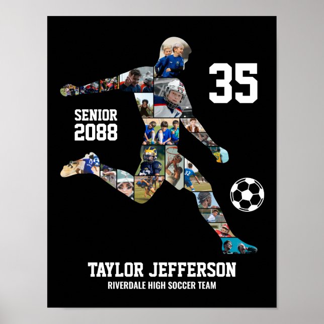 Soccer Team Sports Custom Photo Collage Senior Poster (Front)