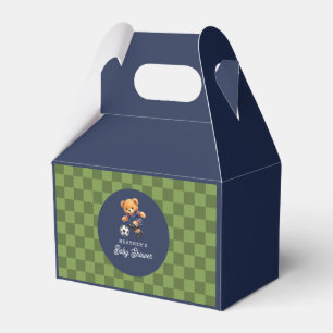 Soccer Teddy Bear Baby Shower Checkboard Favour Box
