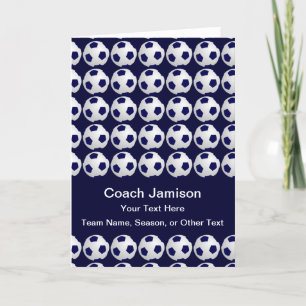Soccer Thank You Card for Coach, Blue Blank Inside