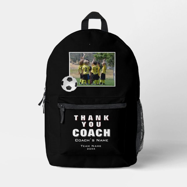 Soccer Thank you Coach Team Photo  Printed Backpack (Front)