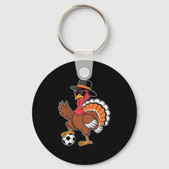 Soccer Thanksgiving Turkey Matching Player  Key Ring (Front)